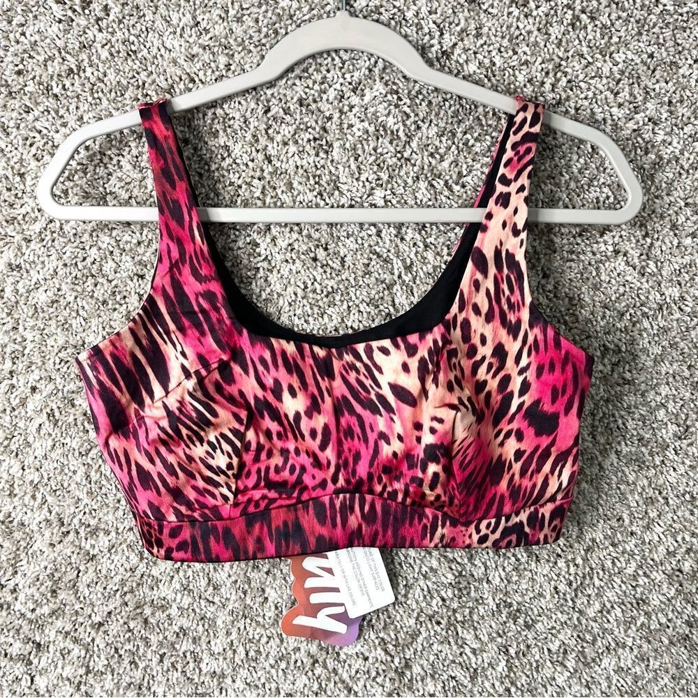 Yitty Bralette Women’s Large Headliner Shaping Pink/Black Leopard Print Midi NWT